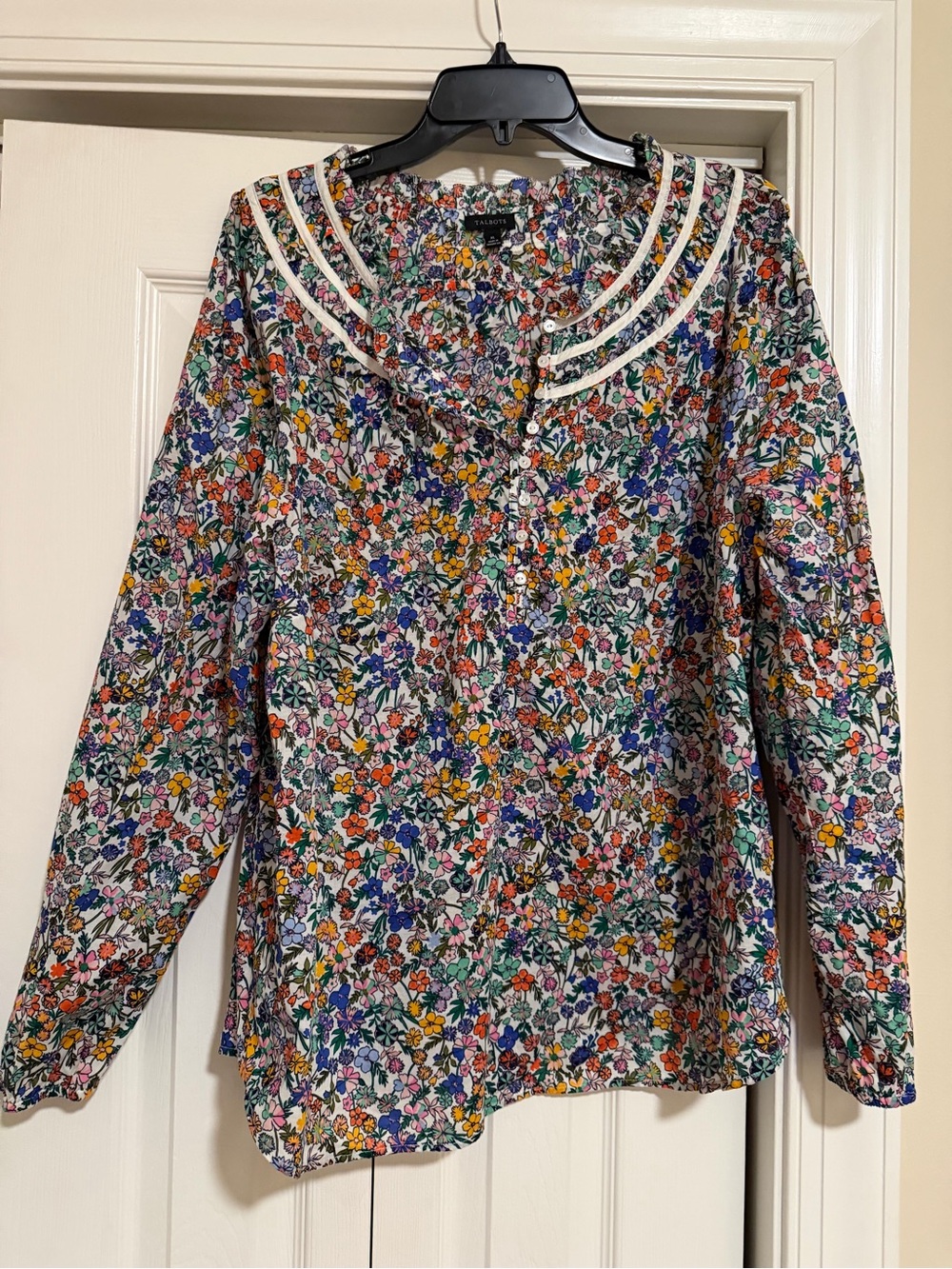 Talbots Floral Button-Front Blouse in Multi-Color